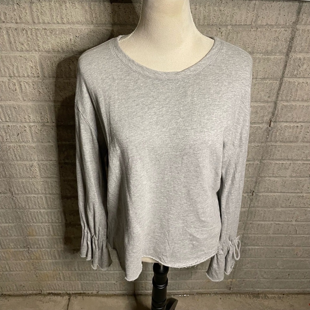 Rails Marilyn Raw Hem Gray Tie Detail Sweatshirt Size S
